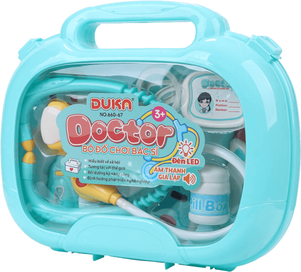 Bộ đồ chơi bác sĩ DUKA (màu xanh có đèn và âm thanh giả lập)