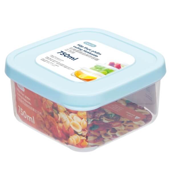 Hộp thực phẩm vuông Hokkaido 750ml (nắp màu xanh)