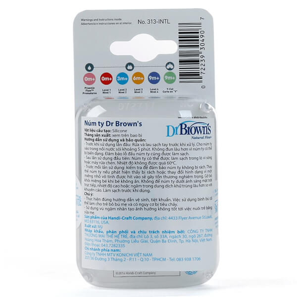Núm ty bình sữa cổ hẹp Dr Brown