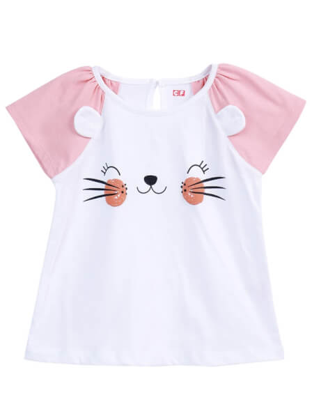 Bộ thun bé gái ngắn CF G0520017 (2Y,Trắng)