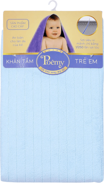 Khăn tắm trẻ em cao cấp Poemy 45x90cm - Màu xanh