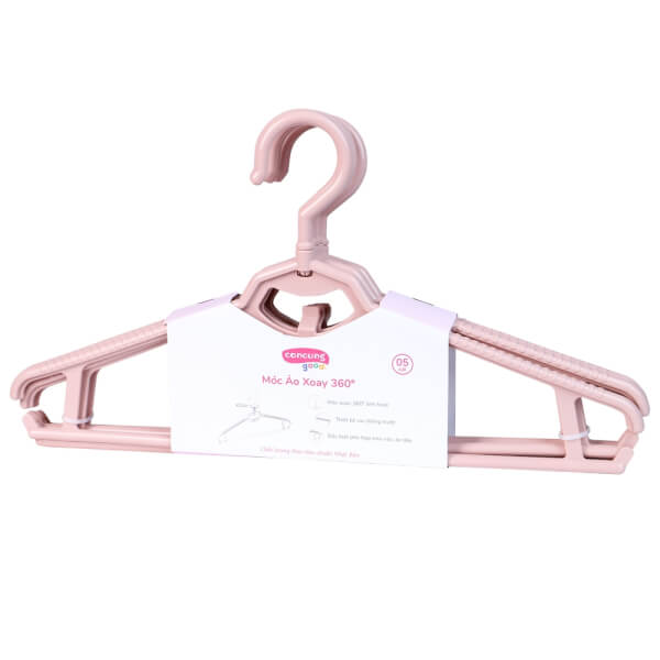 Móc áo xoay vuông 360 độ ConCung Good - Màu hồng (5 cái/lốc)