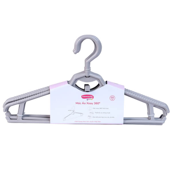 Móc áo xoay 360 độ ConCung Good  - Màu xám (5 cái/lốc)