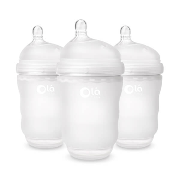 Bình sữa Olababy silicone cổ rộng 240ml (Trắng)
