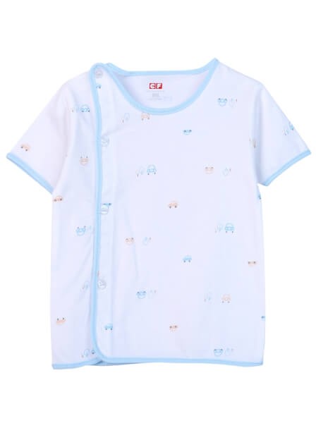 Cặp áo sơ sinh cài chéo tay ngắn CF I0420009 (Xanh dương)