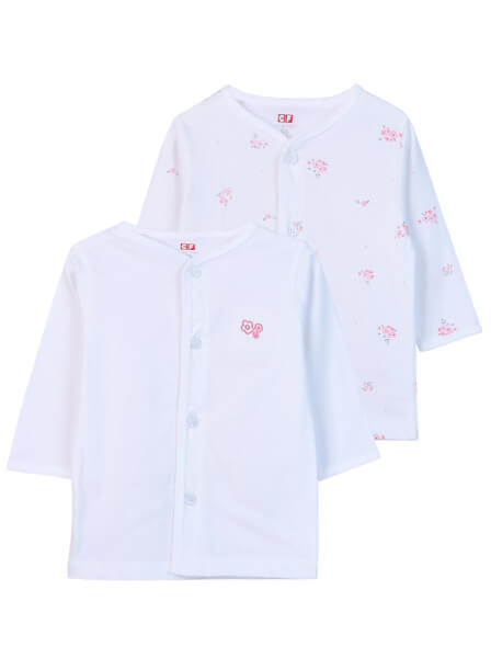 Cặp áo sơ sinh cài giữa tay dài CF I0420006 (Hồng)