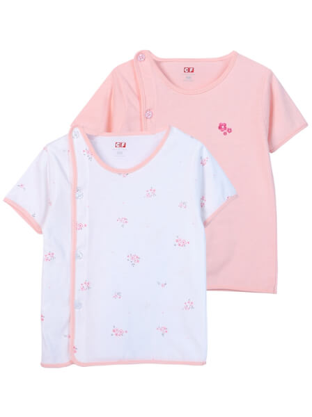 Cặp áo sơ sinh cài chéo tay ngắn CF I0420006 (Hồng)