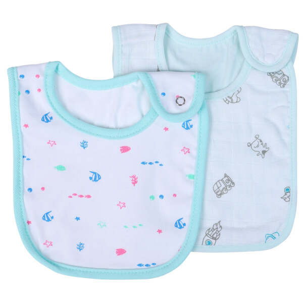 Yếm sơ sinh cài nút 2 cái CF I129017 (1,Xanh ngọc)