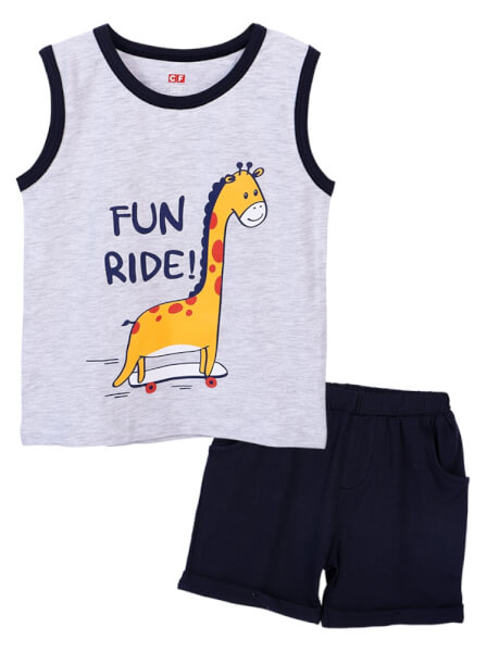 Bộ thun bé trai ngắn CF B0220004 Xám