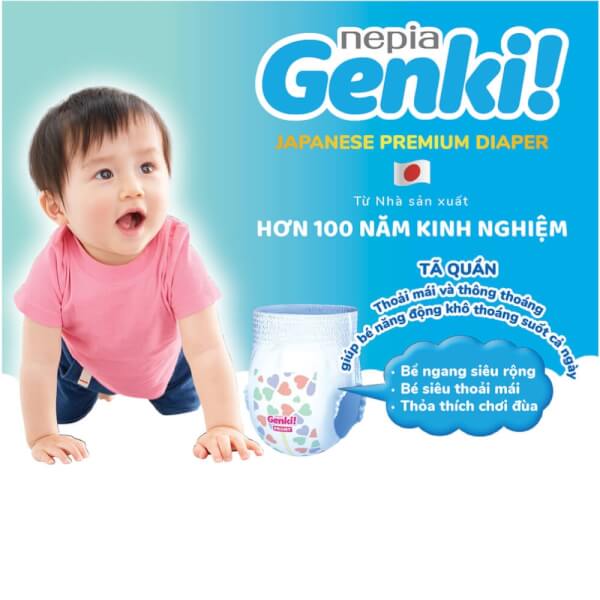 Bỉm tã quần Genki size L 30 miếng (9-14kg)