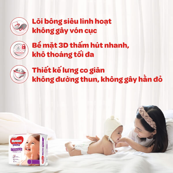 Bỉm tã quần siêu cao cấp Huggies Platinum size M 33 miếng (6-10kg)