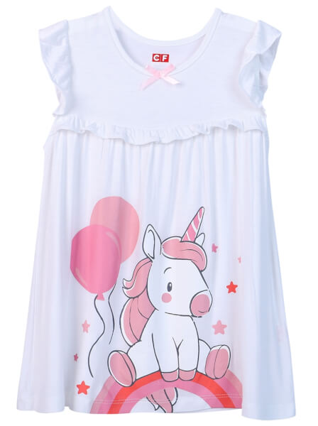 Đầm thun bé gái CF G0820015 (Trắng)