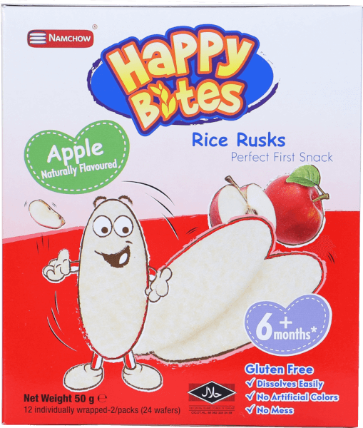 Bánh Gạo Ăn Dặm Cho Trẻ Em Happy Bites Táo 50g