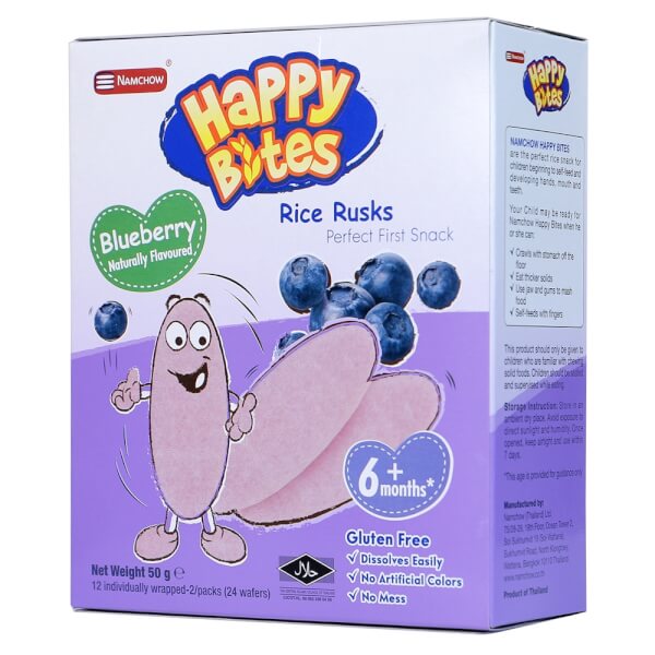 Combo 2 Bánh Gạo Ăn Dặm Cho Trẻ Em Happy Bites Việt Quất 50g