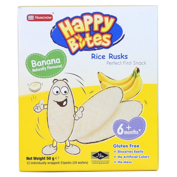 Bánh Gạo Ăn Dặm Cho Trẻ Em Happy Bites Chuối 50g