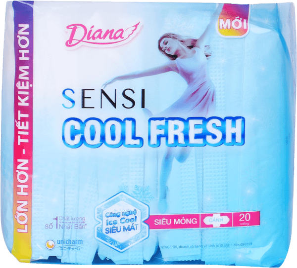 Băng vệ sinh Diana Sensi cool fresh siêu mỏng cánh 23cm 20 miếng