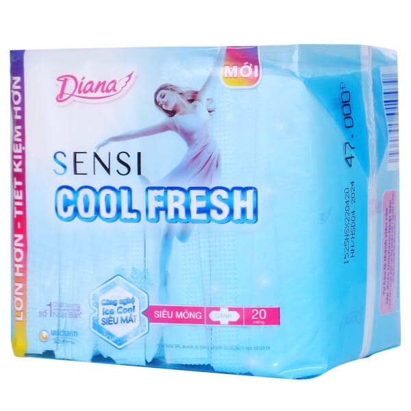 Băng vệ sinh Diana Sensi cool fresh siêu mỏng cánh 23cm 20 miếng