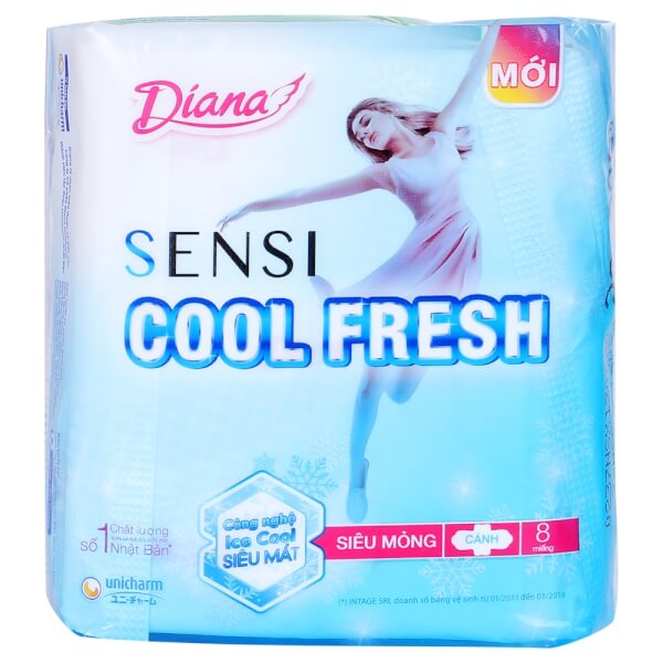 Băng vệ sinh Diana Sensi Cool Fresh Siêu Mỏng Cánh 23cm