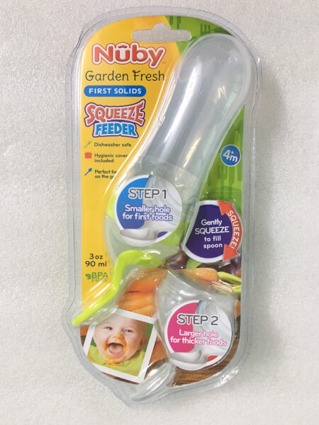 Bình thìa ăn bột Nuby, 2 bước hoàn toàn mới. (Xanh lá cây)