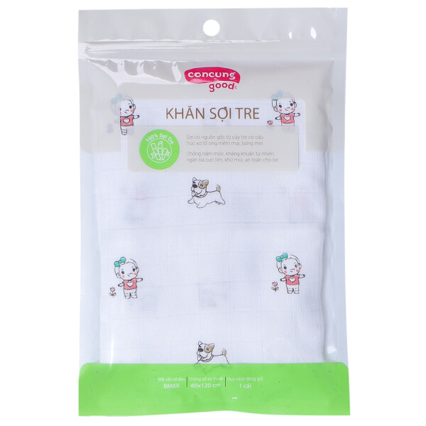 Khăn gạc sợi tre cao cấp ConCung Good BM8X 60x120 (cm)