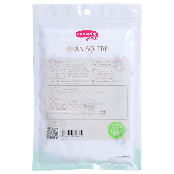 Khăn gạc sợi tre cao cấp ConCung Good BM8X 60x120 (cm)