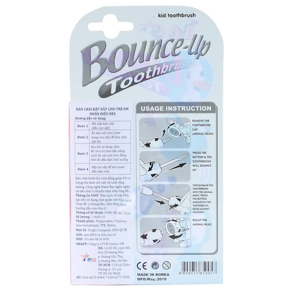 Bàn chải Bee bật nắp hình chú hổ (cam)