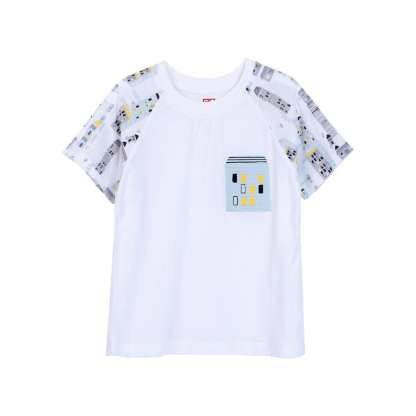 Bộ áo quần thun mặc nhà bé trai ngắn CF B1020027 (Trắng)