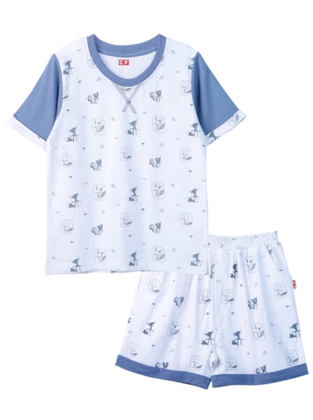 Bộ áo quần thun mặc nhà bé trai ngắn CF B0920002 (Trắng)