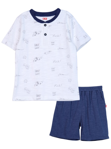 Bộ thun bé trai ngắn CF B0720006 (6Y,Trắng)