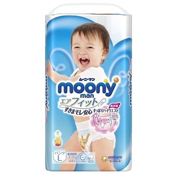 Bỉm tã quần Moony bé trai size L 44 miếng (9-14kg) (giao bao bì ngẫu nhiên)