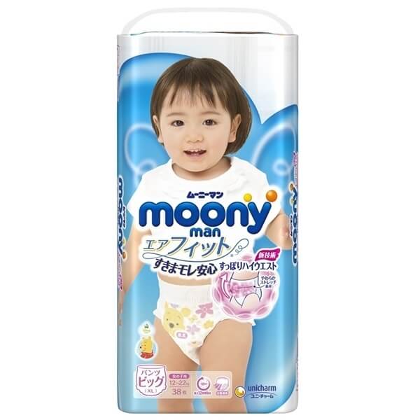 Bỉm tã quần Moony bé gái size XL 38 miếng (12-22kg) (giao bao bì ngẫu nhiên)