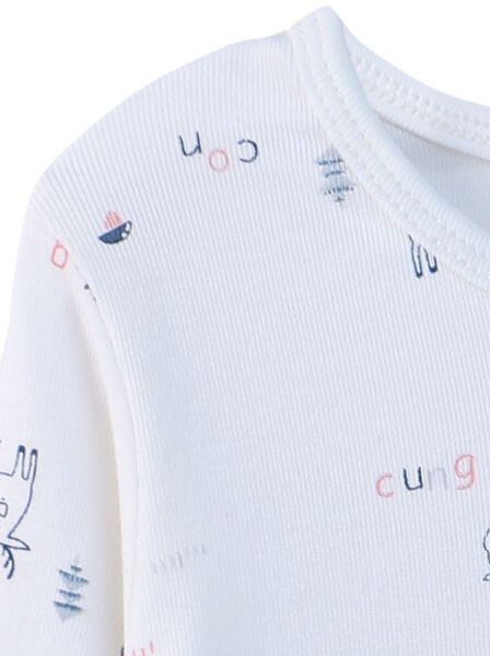 Bộ sơ sinh dài Modal CF I0820004 (3M/6M/9M,Trắng họa tiết)