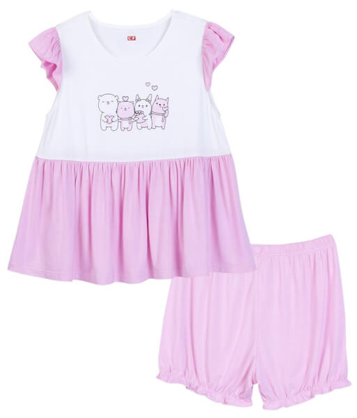 Bộ thun bé gái ngắn mặc nhà CF G1120007 (Hồng)