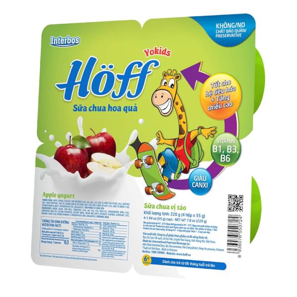 Sữa chua hoa quả Hoff - Táo (Lốc 4 hủ) (Giao mẫu ngẫu nhiên)