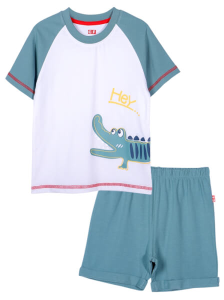 Bộ áo quần thun mặc nhà bé trai ngắn CF B1120002 (1-6 tuổi,Trắng)