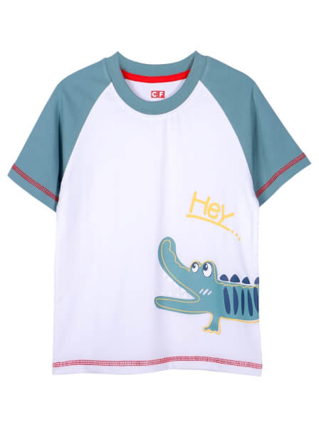 Bộ áo quần thun mặc nhà bé trai ngắn CF B1120002 (1-6 tuổi,Trắng)