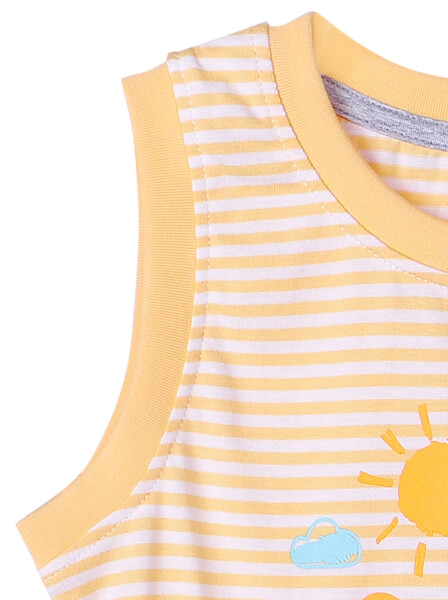 Bộ áo quần thun mặc nhà bé trai ngắn CF B1020025 (1-6 tuổi,Sọc vàng)