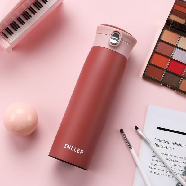 Bình giữ nhiệt Diller 450ml (2 lớp inox 304)- Đỏ