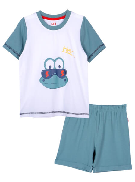 Bộ áo quần thun mặc nhà bé trai ngắn CF B1120001 (3-4Y,Trắng)