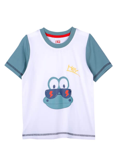 Bộ áo quần thun mặc nhà bé trai ngắn CF B1120001 (3-4Y,Trắng)