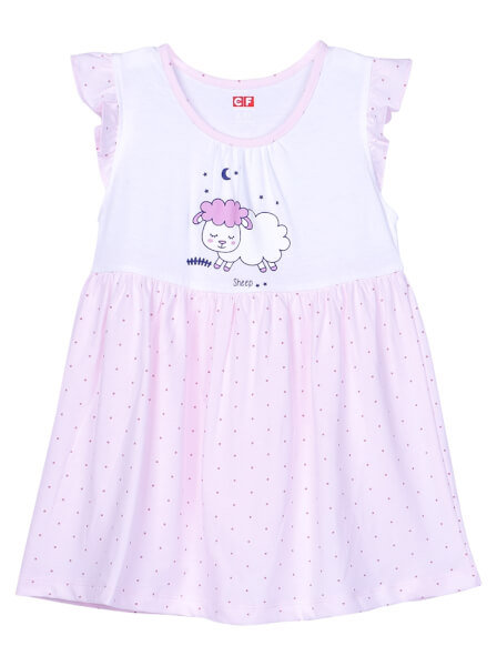 Đầm thun bé gái mặc nhà CF G1220032 (1-6 tuổi,Hồng)