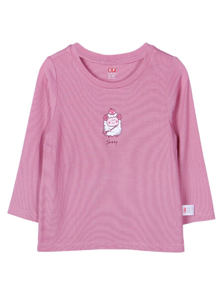 Bộ áo quần thun bé gái dài ngủ ngon CF G1220017 (1-6 tuổi,Hồng)