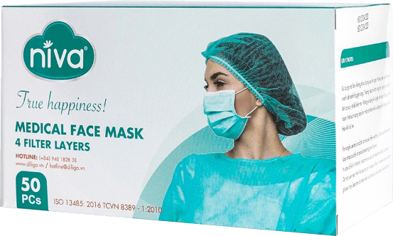 Khẩu trang y tế NIVA 4 lớp SMS hộp 50 cái