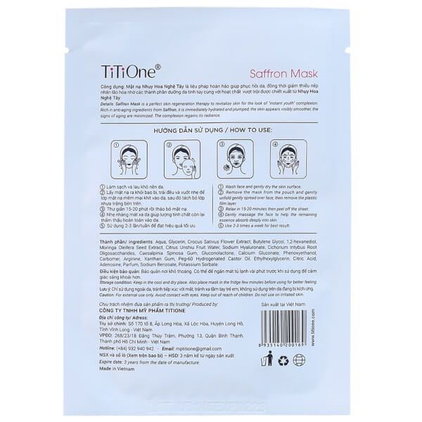 Mặt nạ Titione chiết xuất nhụy Hoa nghệ tây 22g