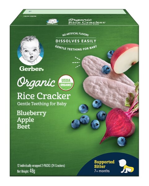 Thực phẩm bổ sung Bánh gạo hữu cơ Gerber Organic vị Việt quất Táo Củ dền