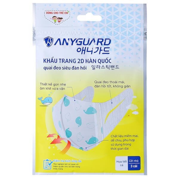 Khẩu trang trẻ em Anyguard (3 cái/ túi)