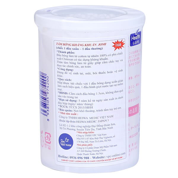 Tăm bông kháng khuẩn Jomi 160 que