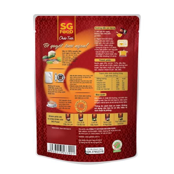 Cháo Cá lóc, Cải bó xôi, SG Food, 270g (Giao bao bì ngẫu nhiên)