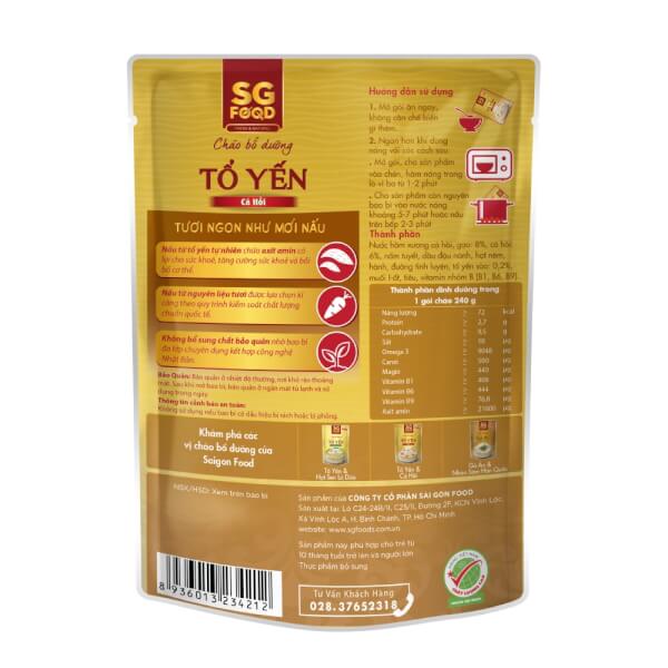 Cháo bổ dưỡng tổ yến cá hồi, SG Food, 240g
