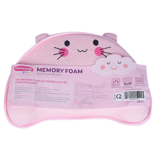 Gối memory foam hỗ trợ đầu cho bé Con Cung Good (PUB103, Hồng)
